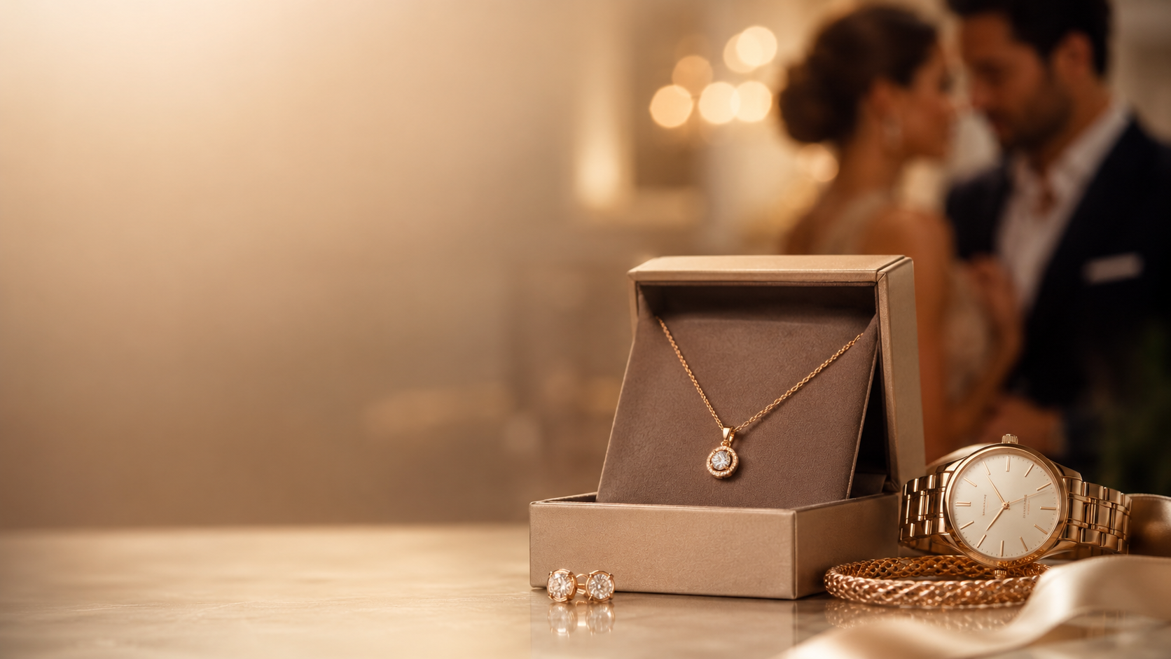 Geschenkidee mit Schmuck und Uhr in stilvoller Präsentation