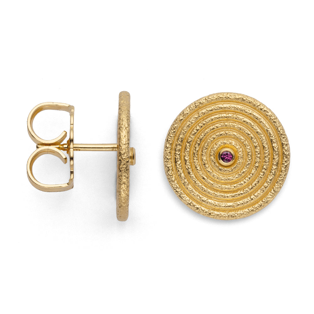 Ohrstecker Silber goldplattiert mit Rhodolith